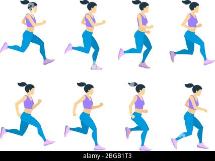 Gente corriendo. Atletas y corredores de dibujos animados hombres y mujeres  que usan ropa deportiva, jogging y maratón de carreras. Conjunto de vectores  aislados Imagen Vector de stock - Alamy