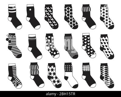 Calcetines a rayas en blanco y negro estilo de moda tema ilustración  vectorial Diseño Gráfico Imagen Vector de stock - Alamy