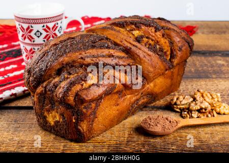 El pan dulce es un pan dulce leudado, tradicional de Rumania y Bulgaria. Foto de stock