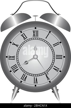 Alienación cambiar manejo Antiguo reloj retro de diseño vectorial, con alarma y asa, carcas de acero  metálico, diseñado con patas Imagen Vector de stock - Alamy