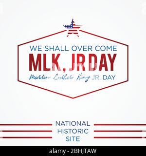 Simple emblema de la letra Martin Luther King Jr. Día o MLK JR. Día dentro de la línea hexagonal. Tarjeta de felicitación, banner, póster, fondo y e de Design Element Ilustración del Vector