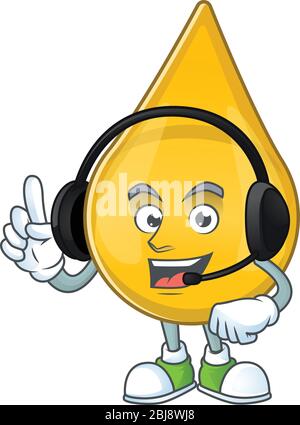  Color dorado cabello suero de dibujos animados estilo personaje hablando en auriculares Imagen Vector de stock