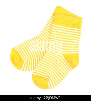Matemáticas Discurso ozono Calcetines para bebés a rayas amarillas aislados en blanco Fotografía de  stock - Alamy