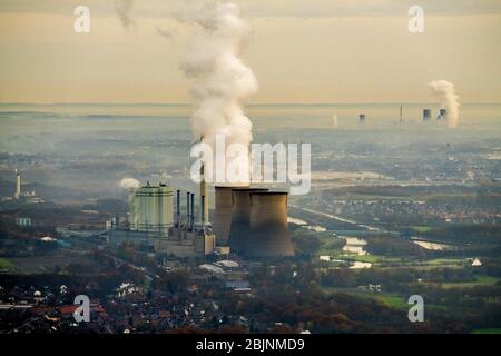Central eléctrica a carbón RWE Power Gersteinwerk en Werne, 23.11.2016, vista aérea, Alemania, Renania del Norte-Westfalia, Área de Ruhr, Werne Foto de stock