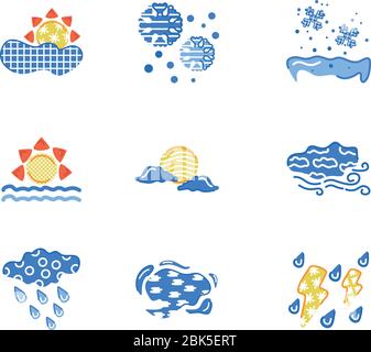 conjunto de símbolos meteorológicos iconos de conjunto Ilustración del Vector