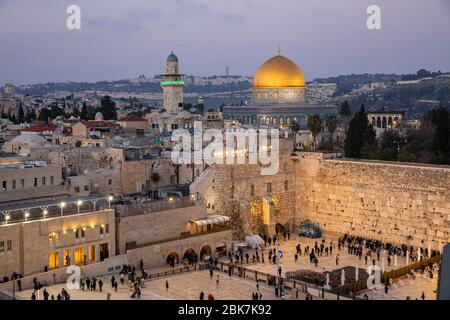 Muro occidental en la Ciudad Vieja de Jerusalén, Israel Foto de stock