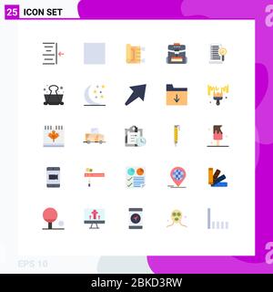 Flat Color Pack de 25 símbolos universales de clip, búsqueda, nombre, archivo, servicio elementos de diseño vectorial editables