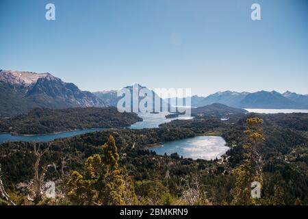 Vista de los lagos del Campanario, Bariloche, Patagonia, Argentina Foto de stock