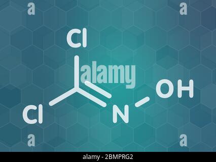 La oxima de fosgeno arma química de la molécula. Fórmula esquelética