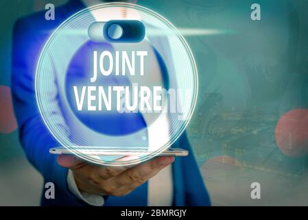 Texto a mano Joint Venture. Foto conceptual Grupo de colaboración de las Partes del Acuerdo Foto de stock
