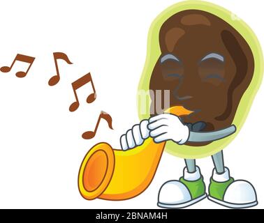 Talentoso músico de firmicutes diseño mascota tocando música con una trompeta