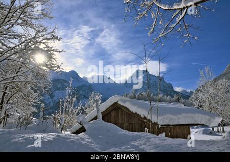 Paisaje invernal en Lofer Austria Foto de stock