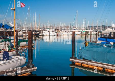 Puerto de Sausalito en California, adyacente a San Francisco. Foto de stock