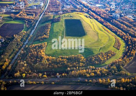 Vista aérea, arsenal Deusenberg, parapente, sistema solar, fotovoltaica, Dortmund, área de Ruhr, Renania del Norte-Westfalia, Alemania