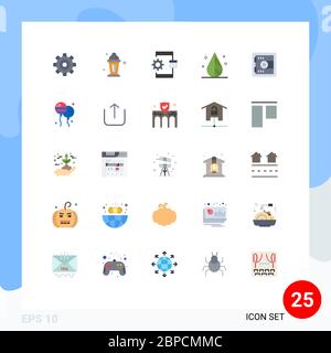 Flat Color Pack de 25 símbolos universales de herramientas, diseño, ramadán, color, desarrollo elementos de diseño vectorial editables