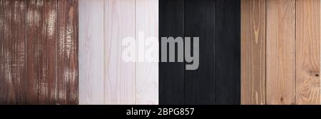 Fondo desvencijado.Banner de una variedad de texturas de madera.tablas de fondo. Foto de stock
