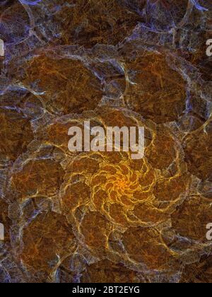 Resumen Ammonite Flame Fractal Art Foto de stock