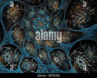 Resumen Ammonite Flame Fractal Art Foto de stock