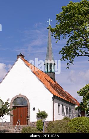 iglesia de San Pedro, Maasholm, Fiordo del Mar Báltico Schlei, Schleswig-Holstein, Alemania Foto de stock