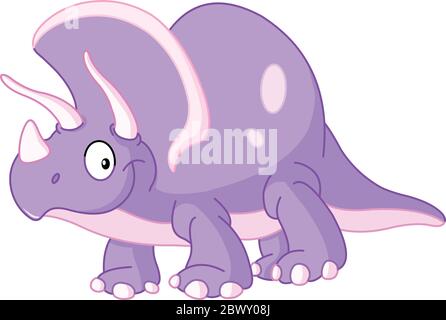 Desenhos Animados Bonito Bebê Dinossauro Triceratops Com Plantas Tropicais  Desenho imagem vetorial de Alinart© 568461238