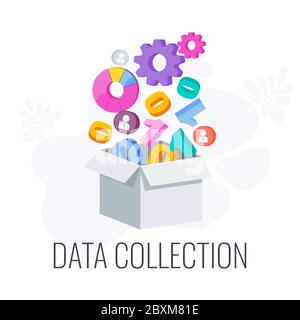 Icono de recopilación de datos. Investigación de mercado. Información sobre el mercado. Ilustración del Vector