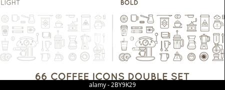 Conjunto de accesorios de café elementos de café ilustraciones de