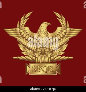 Águila Romana con la inscripción .R. - Senatus Populus que Romanus,  que en italiano significa el Senado y el pueblo de Roma Imagen Vector de  stock - Alamy