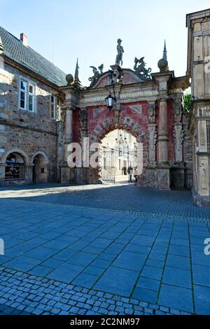 Portal de un castillo Palacio de Buckeburg en Baja Sajonia, Alemania Foto de stock