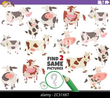 Ilustración de dibujos animados de vacas divertidas animales de granja  conjunto Imagen Vector de stock - Alamy