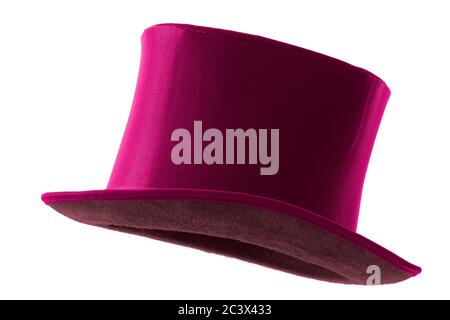 Hombres vintage moda y magia mostrar idea conceptual con el ángulo de perfil lateral en la parte superior de color rosa victoriano sombrero con recorte de ruta en fantasma maniquín tecnología