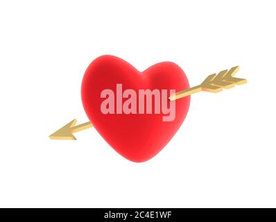 Flecha de Cupido con forma de corazón. Ilustración 3D Fotografía de stock -  Alamy