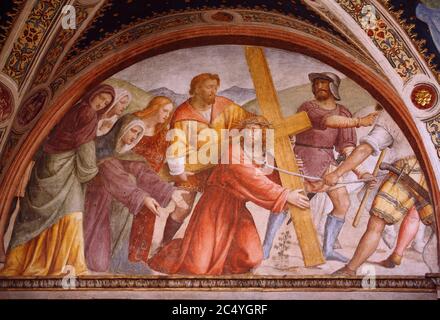 Italia Lombardía Milán - Iglesia de San Maurizio al Monastero maggiore - Sala de monjas de clausura - Jesús lleva la cruz Foto de stock