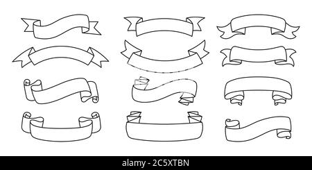 Conjunto de cintas decorativas. Vector ilustración dibujados a mano Imagen  Vector de stock - Alamy
