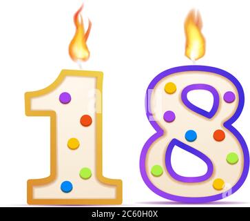 Dieciocho años de aniversario, 18 número de velas de cumpleaños