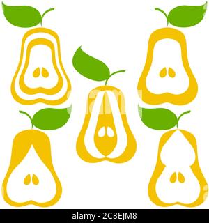 ilustración vectorial de un conjunto de peras aisladas sobre fondo blanco. puede usarse como logotipo Ilustración del Vector