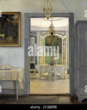 Achen Georg Nicolaj - Interior con Sol de la tarde - Escuela Danesa - siglo 19 y principios del siglo 20 Foto de stock