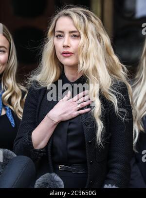 Amber escuchó dar una declaración, día final del caso de Johnny Depp por difamación, los Tribunales reales de Justicia, Londres, Reino Unido, 28 de julio de 2020, Foto de piQtured Foto de stock