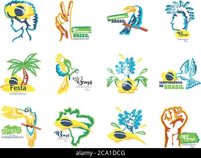 paquete de brasil independencia día iconos vector ilustración diseño Ilustración del Vector