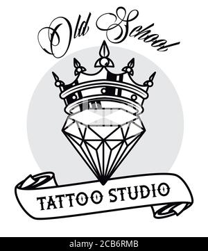 diamante de lujo con corona tatuaje gráfico vector ilustración diseño Imagen Vector de stock - Alamy