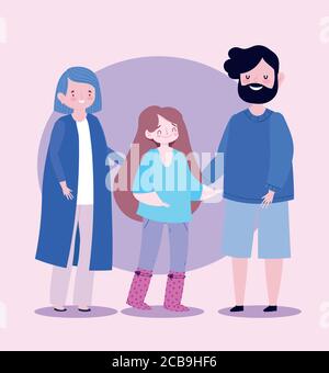 Caricatura Familia Mama Papa Hija E Hijo En Casa Interior Ilustracion Vectorial Imagen Vector De Stock Alamy