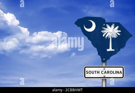 Bandera del mapa de Carolina del Sur Foto de stock