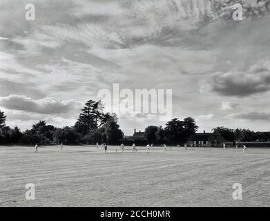 Partido de cricket, Lacock Village, Wiltshire, Inglaterra, Reino Unido.