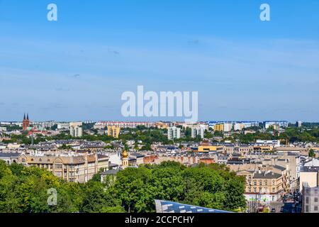 Ciudad de Lodz en Polonia, vista aérea paisaje urbano.