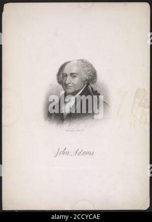 John Adams, busto retrato, mirando a la izquierda) - eng'd por H.B. Hall's Sons, Nueva York Foto de stock