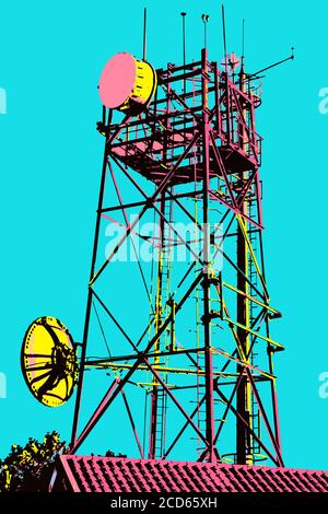 Torre móvil con antenas de telefonía celular, la torre de la antena. 3D  rendering aislado sobre fondo blanco Fotografía de stock - Alamy