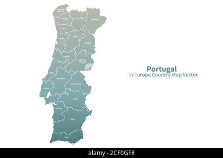 Mapa vetorial político detalhado de portugal