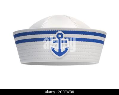 Sombrero marinero con emblema de ancla azul desde varias vistas 3d  renderizar Fotografía de stock - Alamy