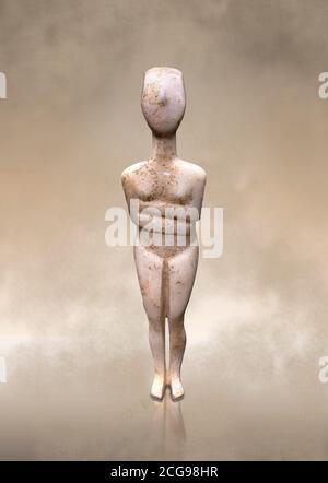 Estatuilla femenina : Cícladas tipo canónico, variedad Kapsala. Período Cícladas temprano II, (2800-2300 AC), ' Museo de Arte Cícladas Atenas. Foto de stock