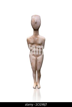 Estatuilla femenina : Cícladas tipo canónico, variedad Kapsala. Período Cícladas temprano II, (2800-2300 AC), ' Museo de Arte Cícladas Atenas. De nuevo Foto de stock