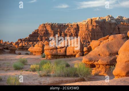 Hoodoos en Goblin Valley State Park, San Rafael Desert, Emery, Utah, Estados Unidos Foto de stock
